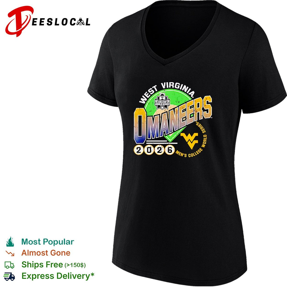 West Virginia Omaneers 2026 Men’s College World Series baseball distressed logo art shirt
