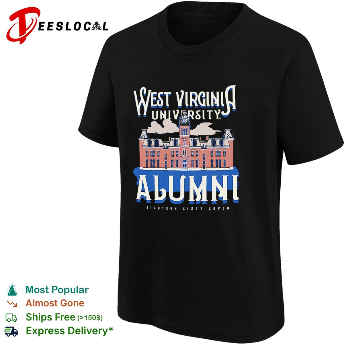 West Virginia University Alumni Eighteen Sixty Seven Woodburn Hall College shirt