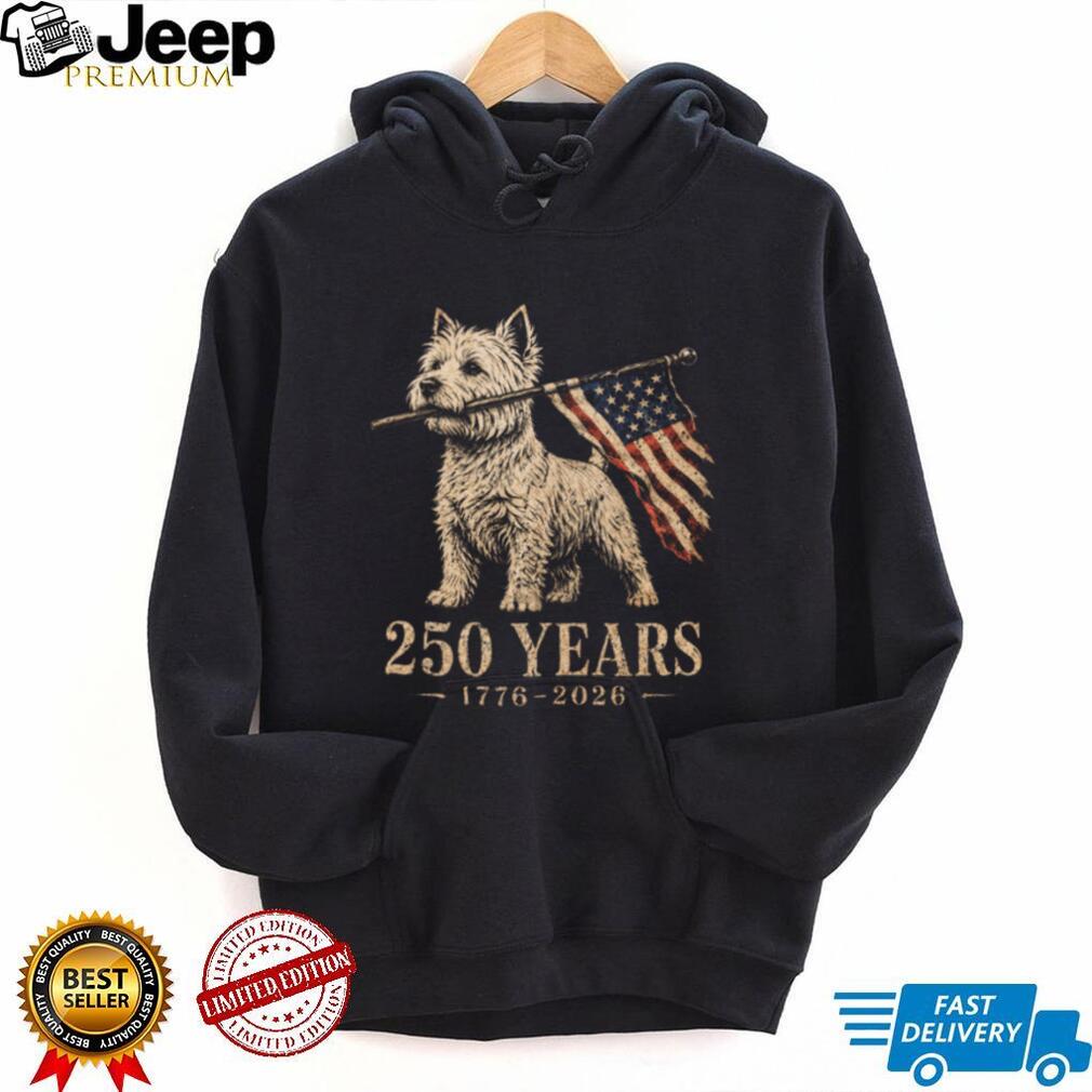 Westie Dog 250 Years 1776 2026 American Flag Patriotic Shirt