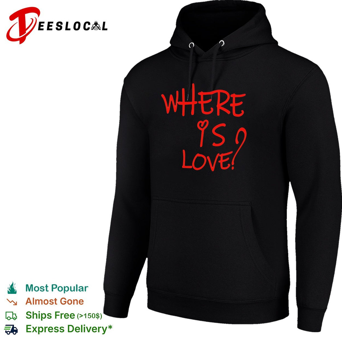 Where is love red text shirt