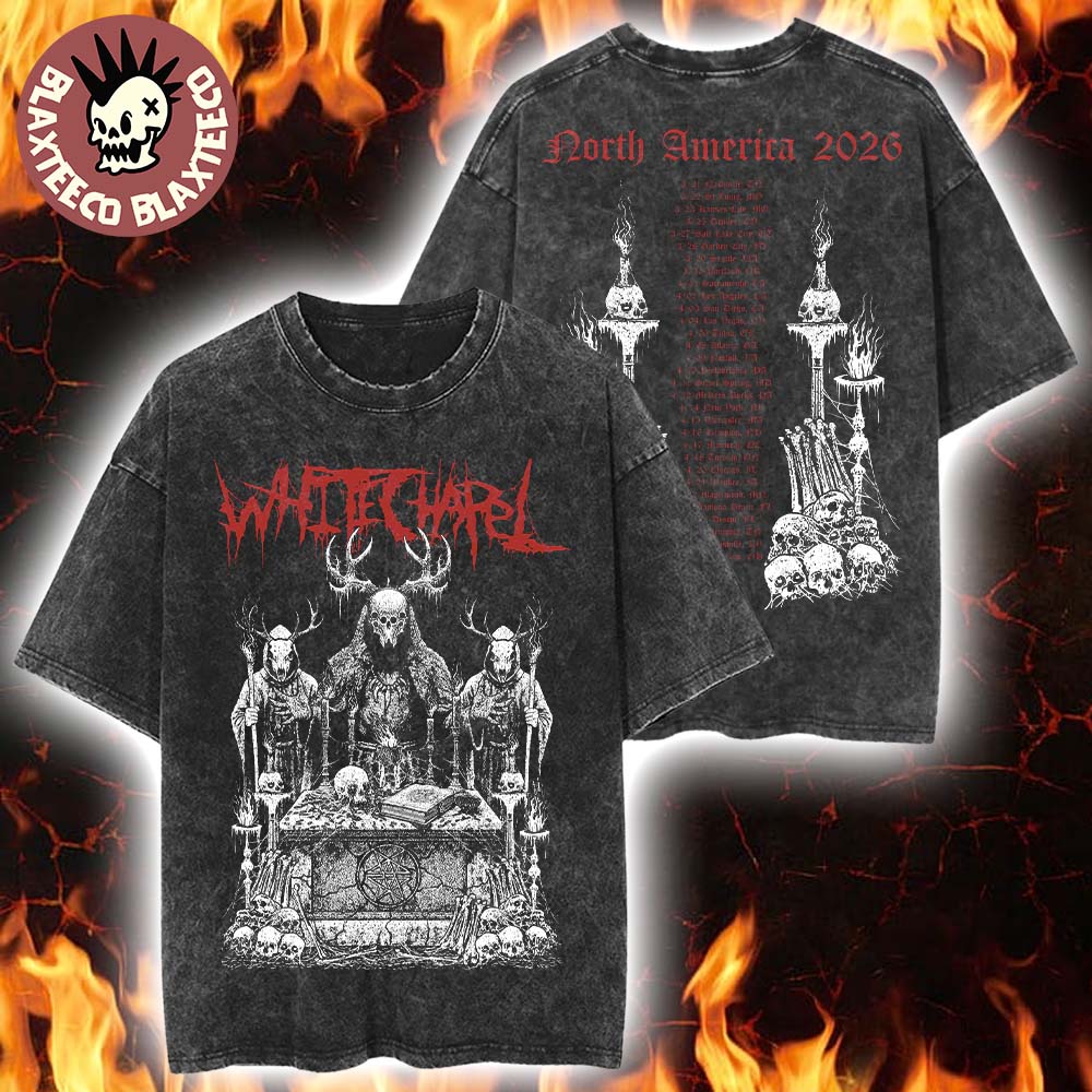 Whitechapel North America Tour 2026 Venue Merch Tee Graphic With Dates Back Vintage Washed Tee