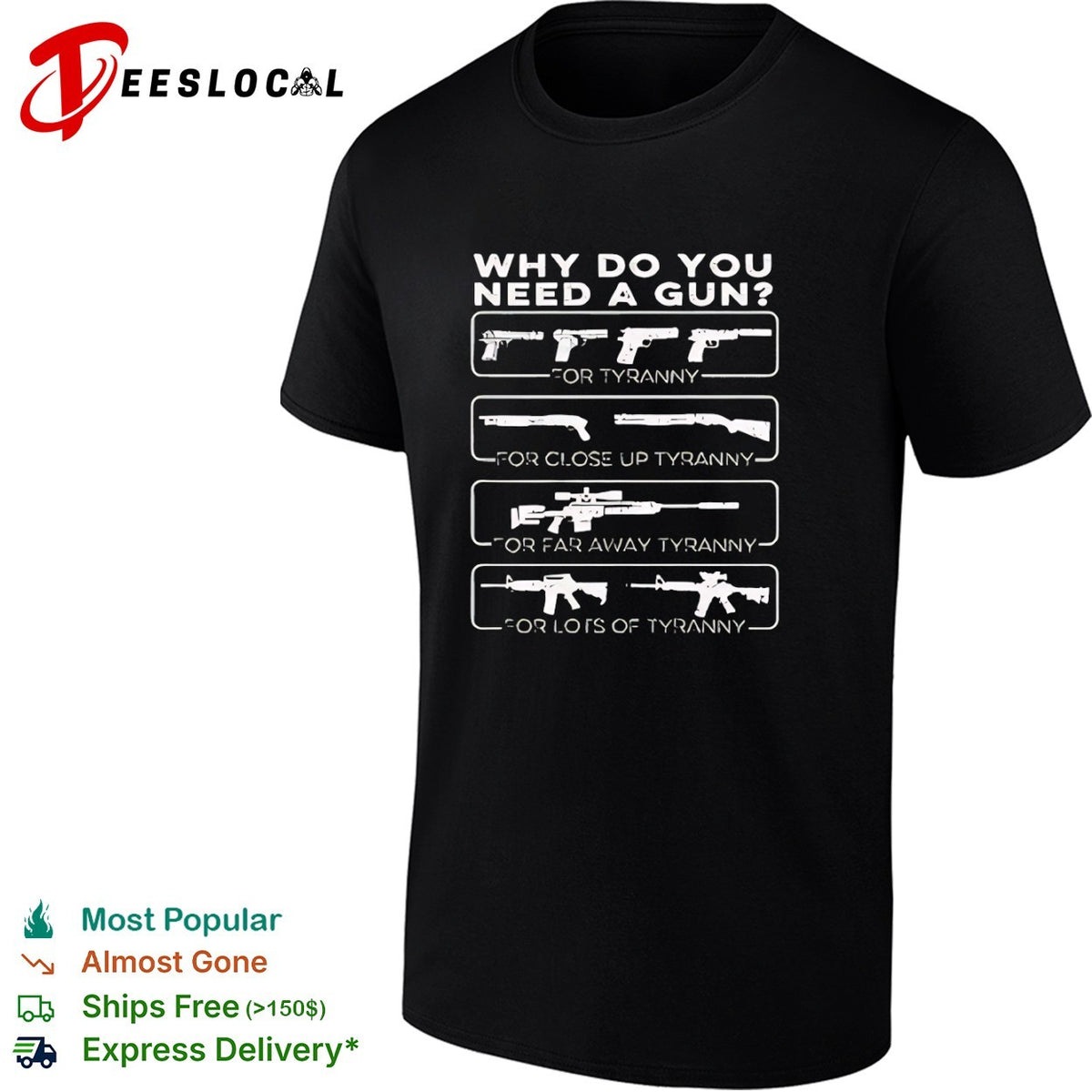 Why do you need a gun for tyranny for close up tyranny for far away tyranny shirt