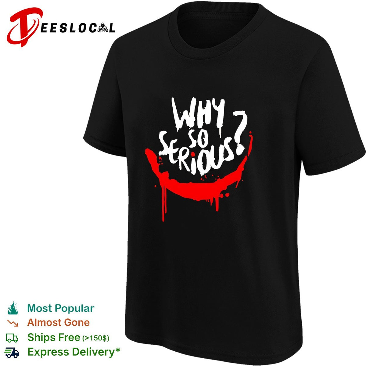 Why so serious Joker smile painted drip grunge horror art shirt