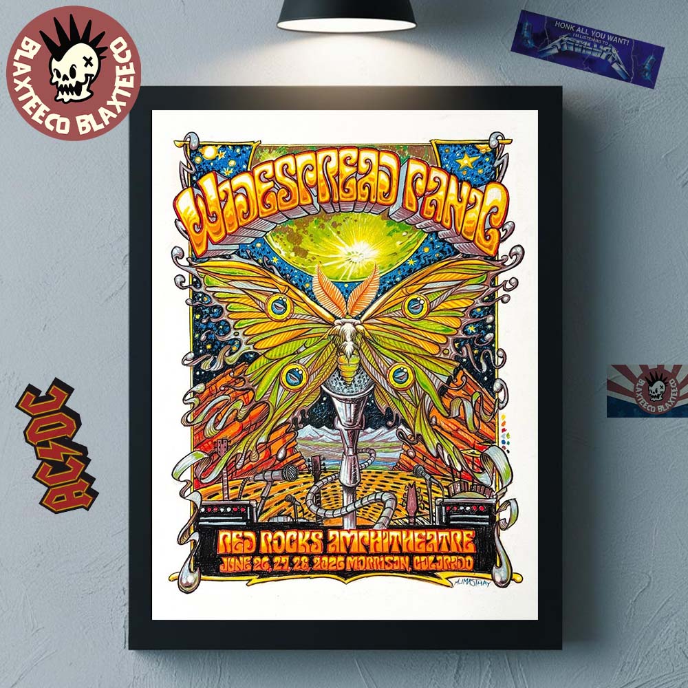 Widespread Panic Morrison Colorado 2026 Event Merch Poster At Red Rocks Amphitheatre From June 26 To 28 2026 Art By AJ Masthay Poster Canvas