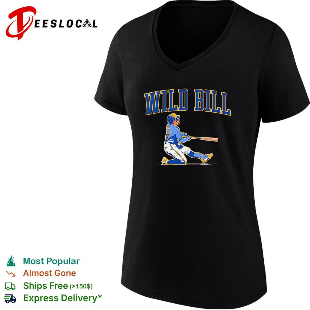 Wild Bill Milwaukee Brewers MLB caricature batting pose vintage graphic shirt