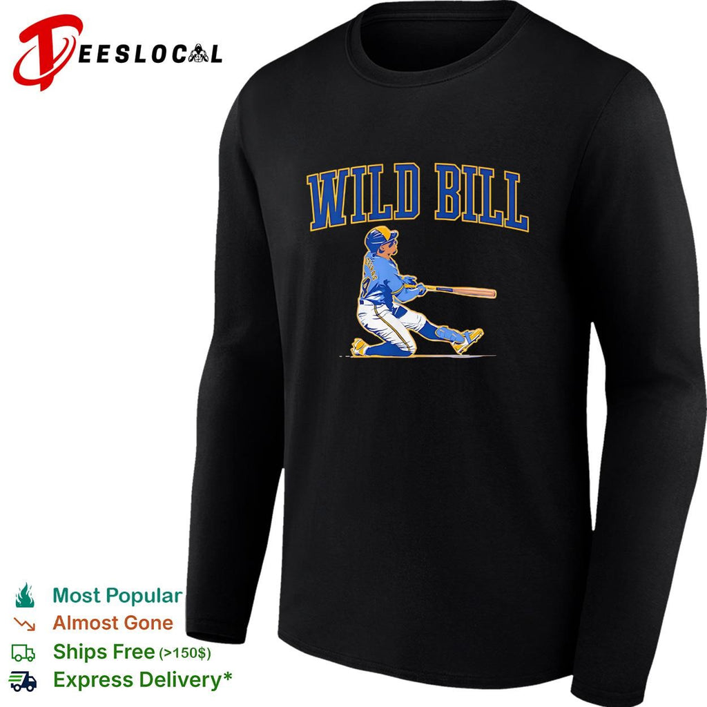 Wild Bill Milwaukee Brewers MLB caricature batting pose vintage graphic shirt