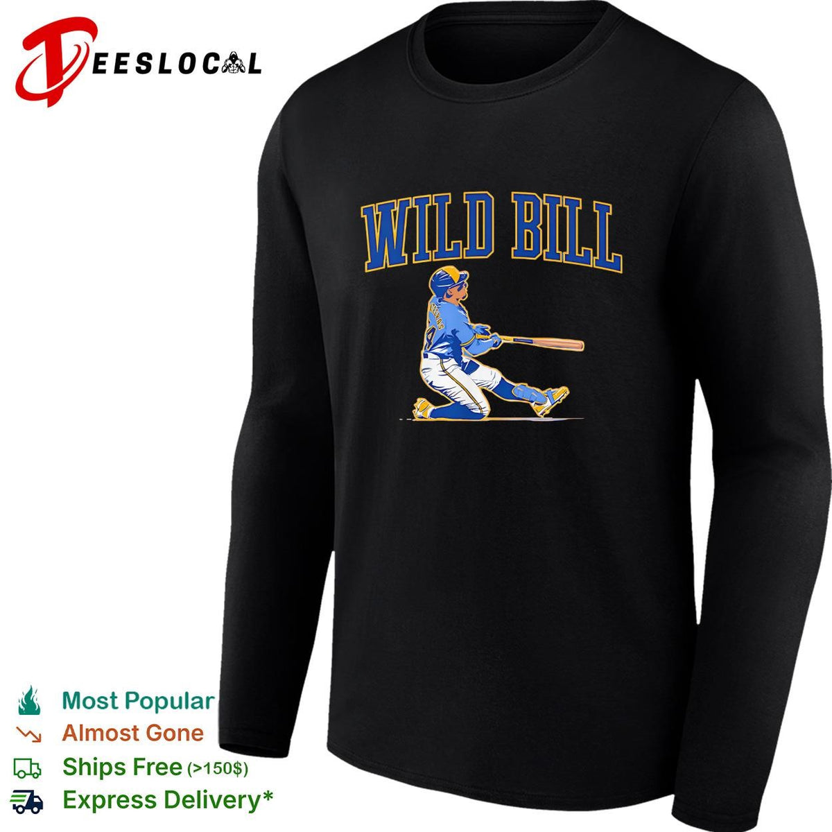 Wild Bill Milwaukee Brewers MLB caricature batting pose vintage graphic shirt