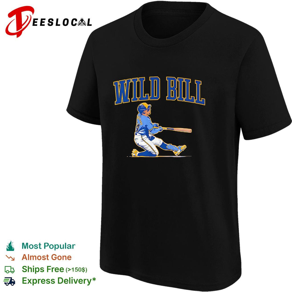 Wild Bill Milwaukee Brewers MLB caricature batting pose vintage graphic shirt