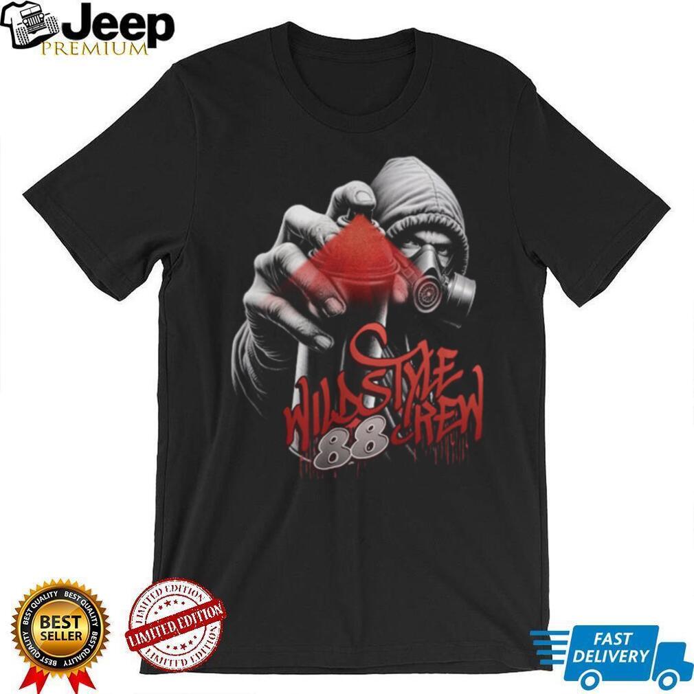 Wild Style Crew 88 Graffiti Artist Mask and Spray Can Streetwear Tee
