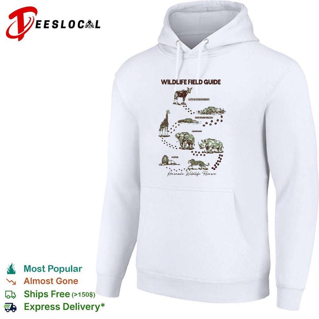 Wildlife Field Guide Harambe Wildlife Reserve Okapi Hippo Crocodile Elephant shirt