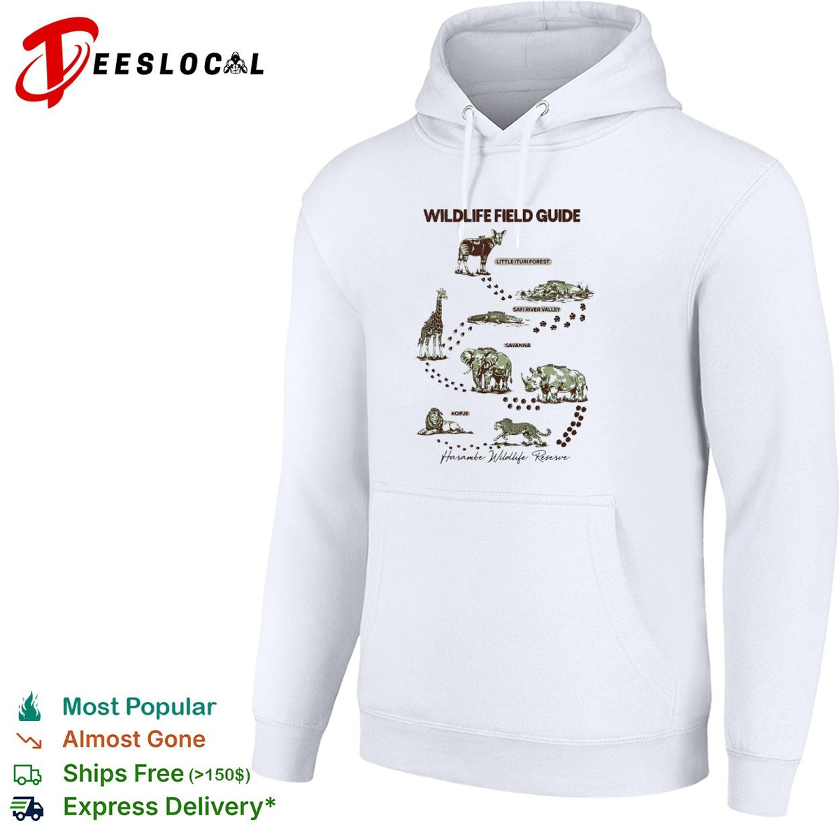 Wildlife Field Guide Harambe Wildlife Reserve Okapi Hippo Crocodile Elephant shirt