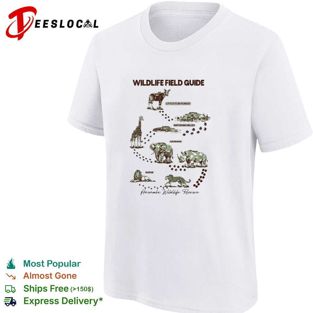 Wildlife Field Guide Harambe Wildlife Reserve Okapi Hippo Crocodile Elephant shirt