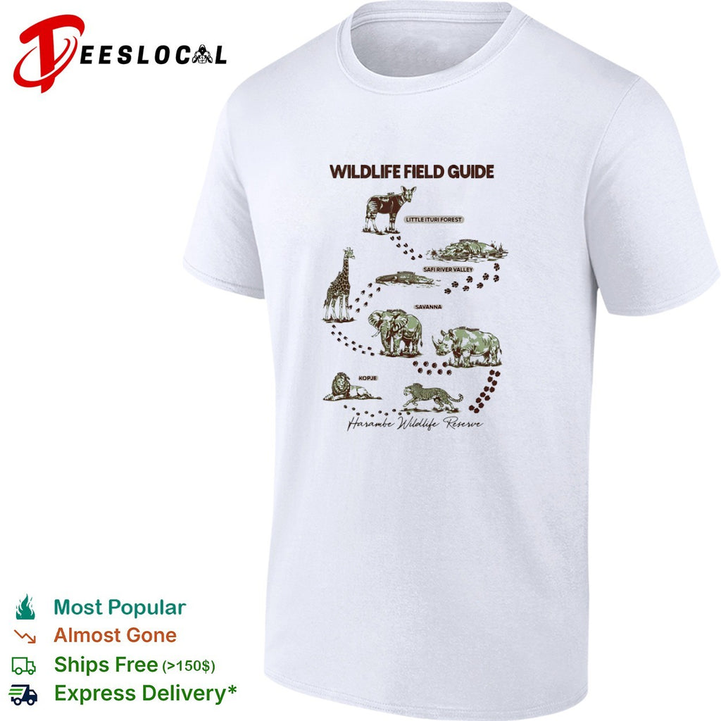 Wildlife Field Guide Harambe Wildlife Reserve Okapi Hippo Crocodile Elephant shirt