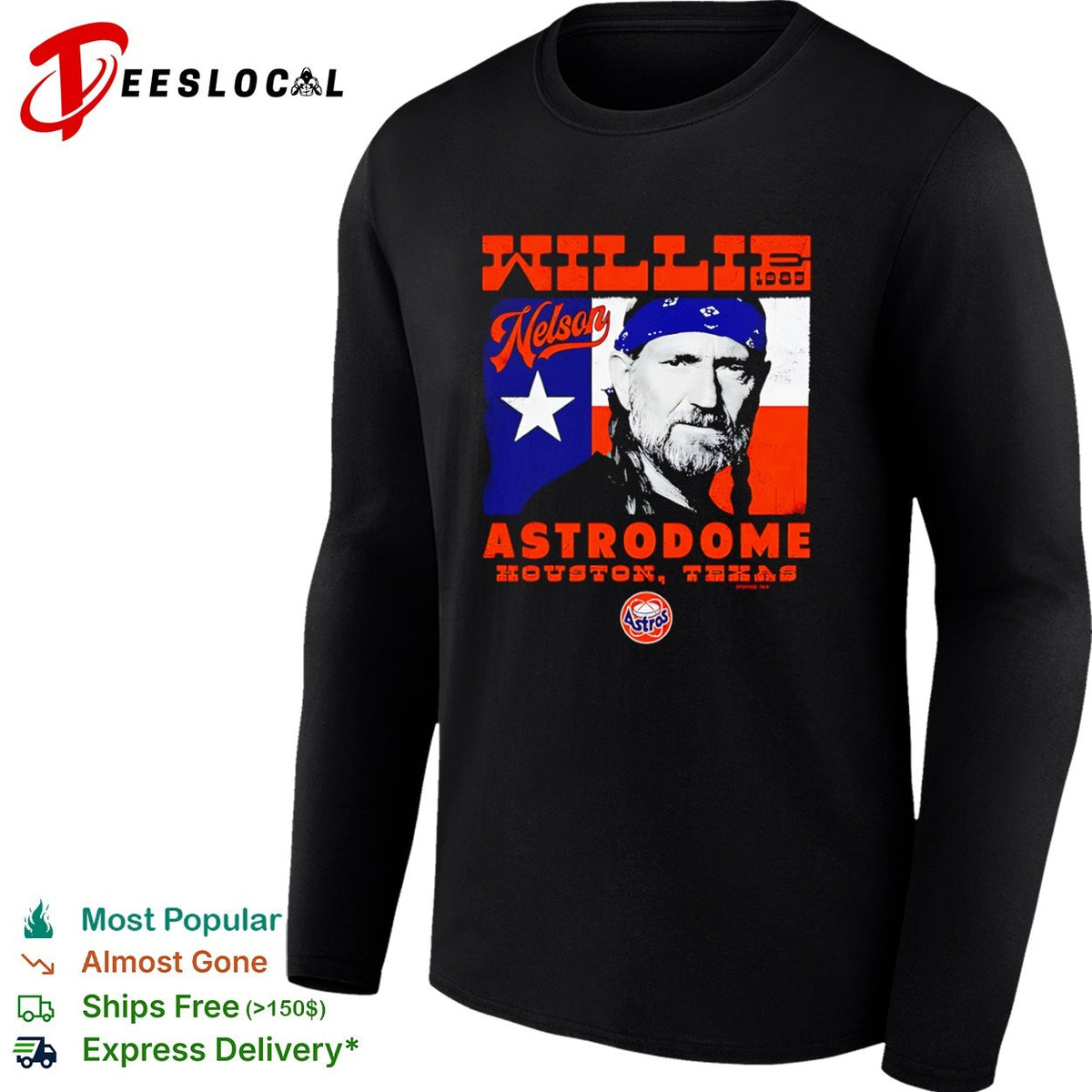 Willie Nelson 1985 Astrodome Houston Texas Astros shirt