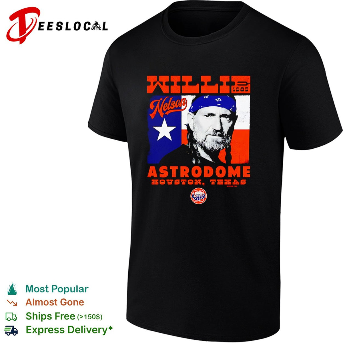 Willie Nelson 1985 Astrodome Houston Texas Astros shirt