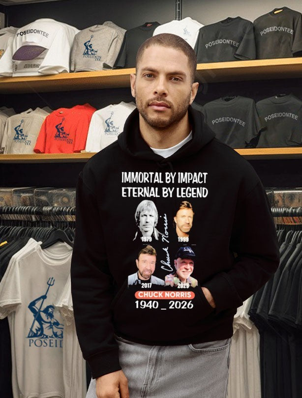 Immortal By Impact Eternal By Legend Chuck Norris 1940 2026 T-shirt