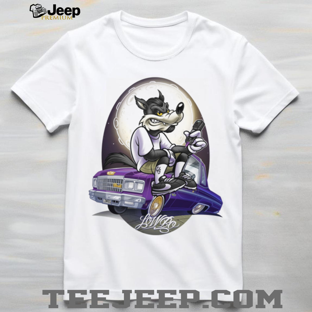 Wolf Lowrider Car Chicano Style Tattoo Art Graphic T Shirt