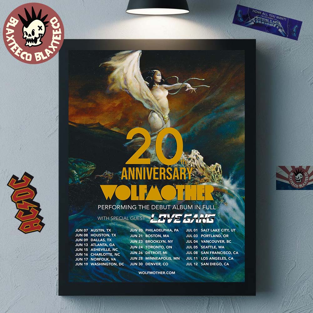 Wolfmother 20 Anniversary Tour 2026 North America Schedule Dates Performing The Debut Album In Full Poster Canvas
