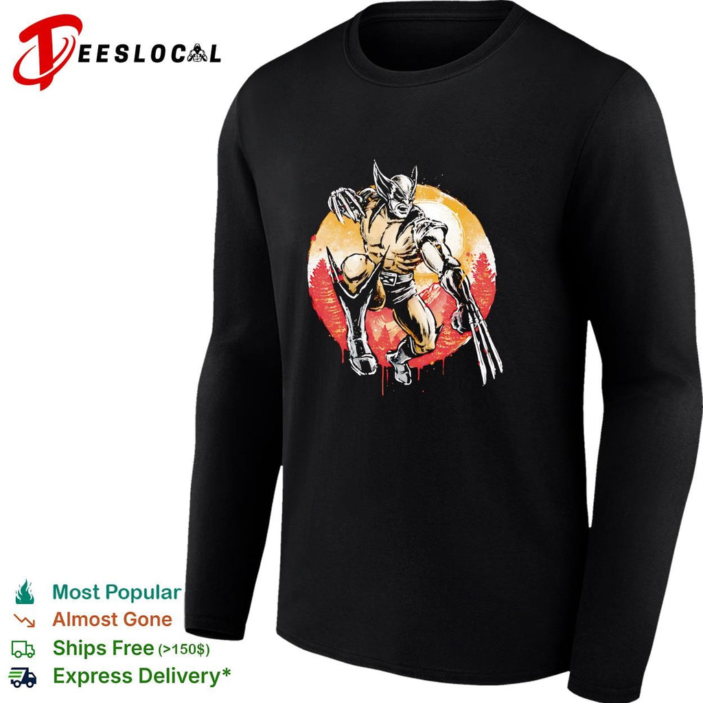 Wolverine X-Men claws retro moon forest graphic shirt