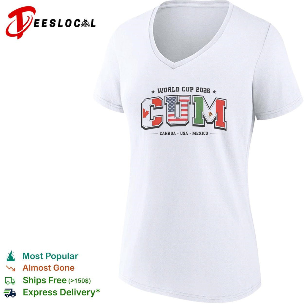 World Cup 2026 host nations bold flag letters shirt