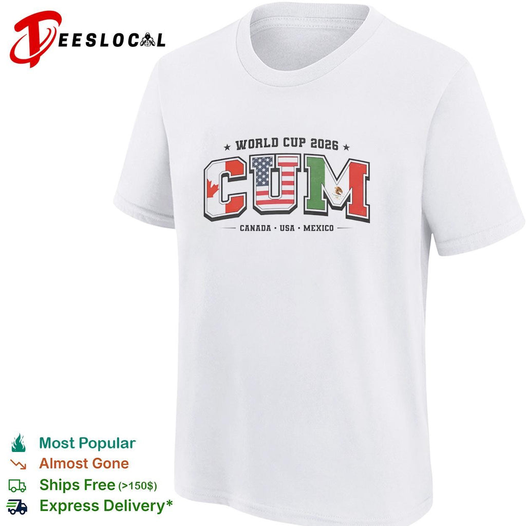 World Cup 2026 host nations bold flag letters shirt
