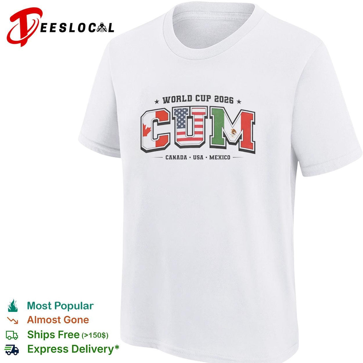 World Cup 2026 host nations bold flag letters shirt