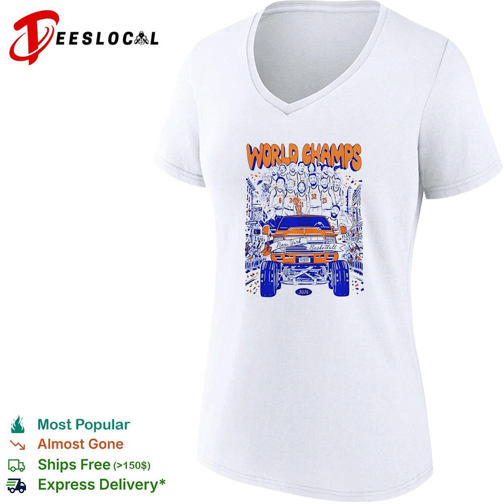 World champs New York basketball victory parade pickup truck illustration poster shirt