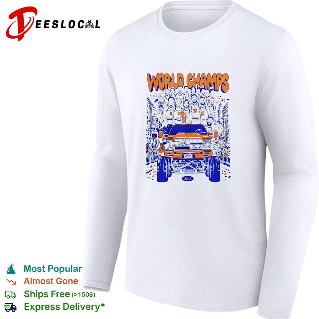 World champs New York basketball victory parade pickup truck illustration poster shirt