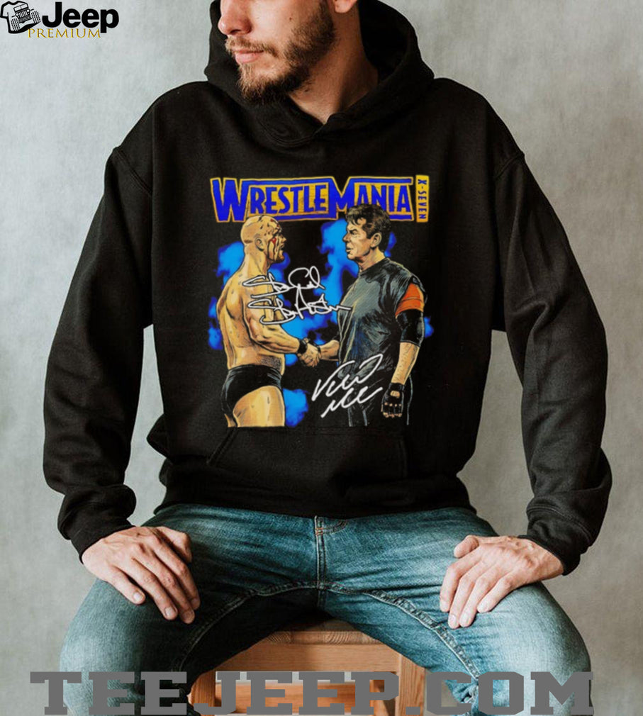 WrestleMania X Seven Stone Cold Steve Austin vs Vince McMahon Autograph Graphic T Shirt