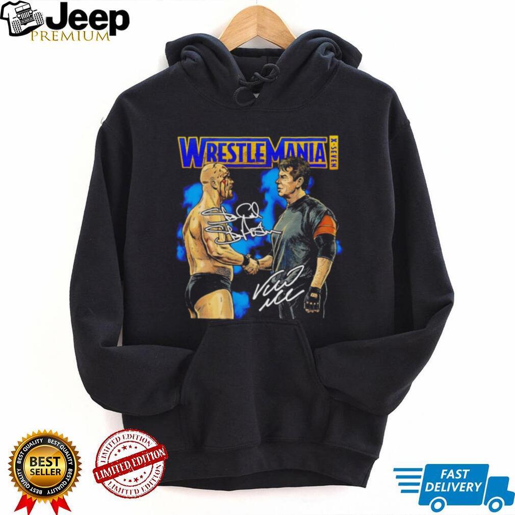 WrestleMania X Seven Stone Cold Steve Austin vs Vince McMahon Autograph Graphic T Shirt