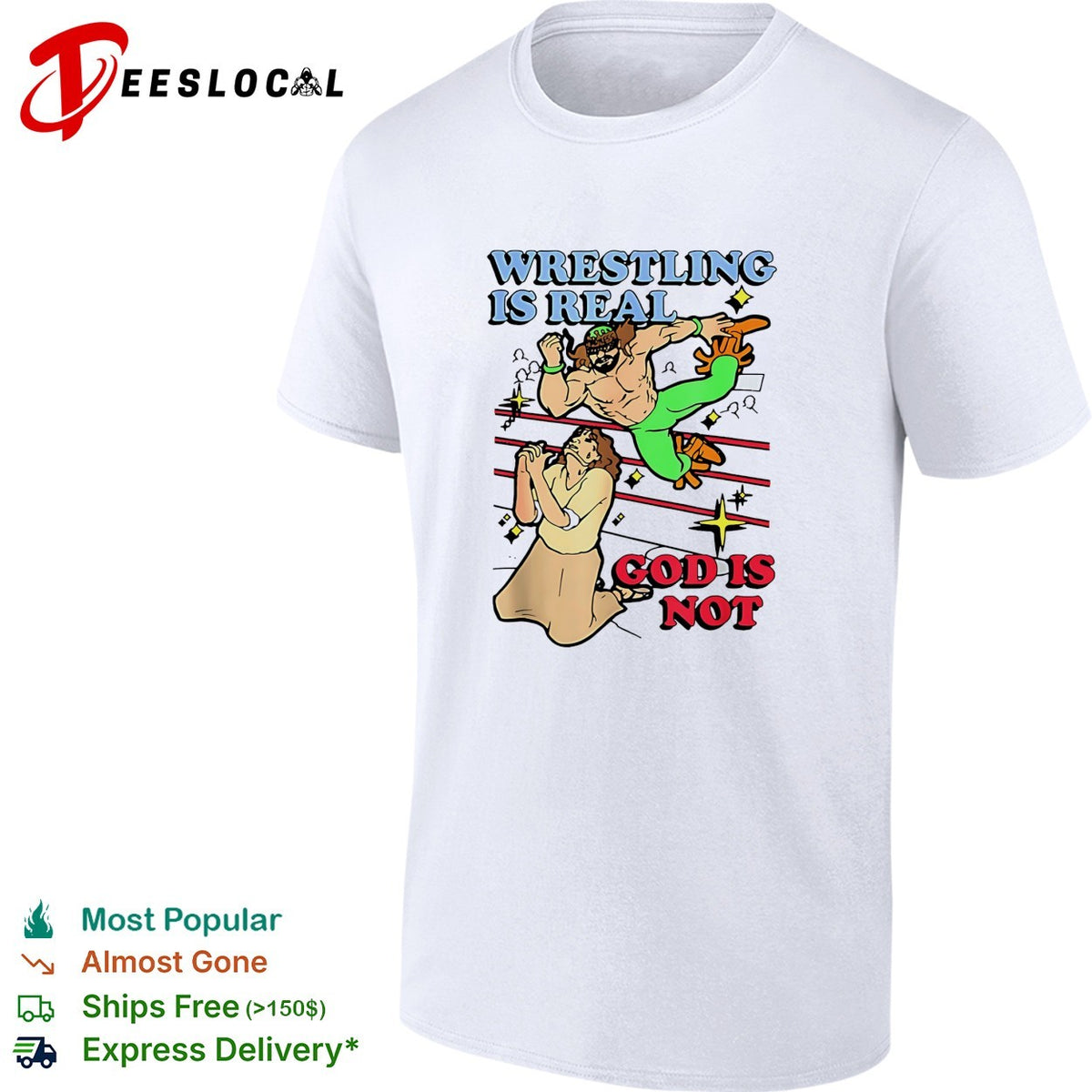 Wrestling is real God is not wrestler and praying man humor shirt