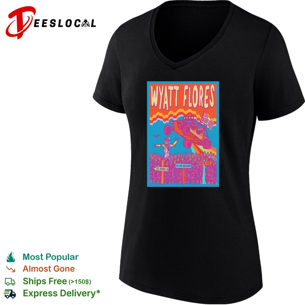 Wyatt Flores monster truck rally concert poster colorful art shirt