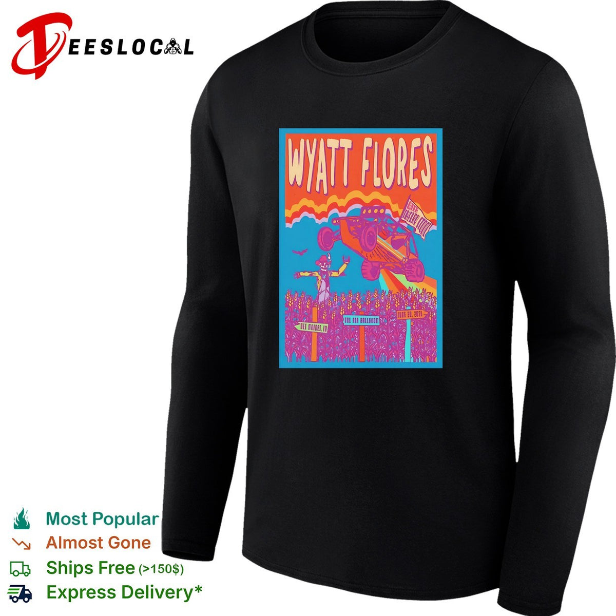 Wyatt Flores monster truck rally concert poster colorful art shirt