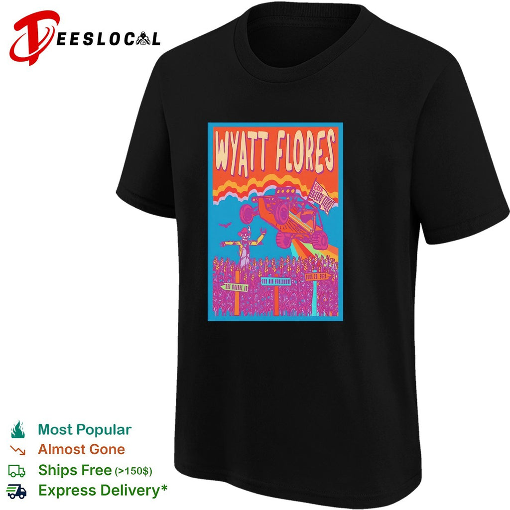 Wyatt Flores monster truck rally concert poster colorful art shirt