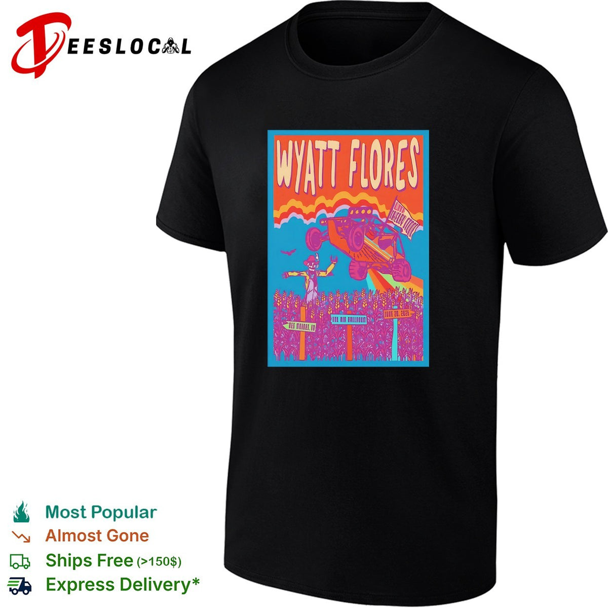 Wyatt Flores monster truck rally concert poster colorful art shirt
