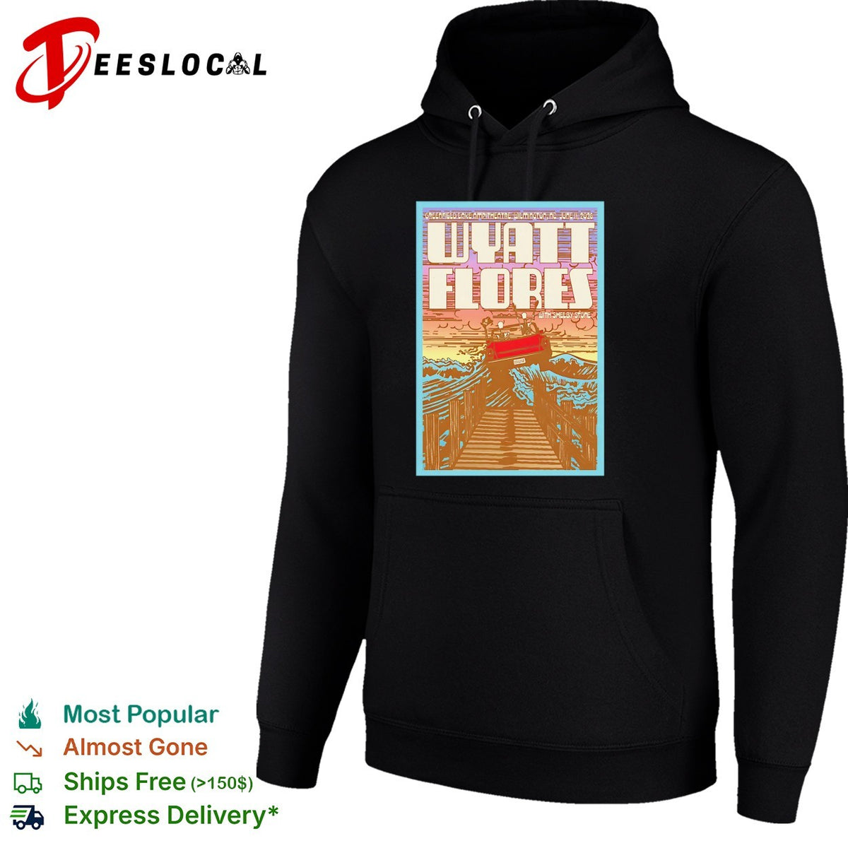 Wyatt Flores scenic bridge river concert poster art shirt