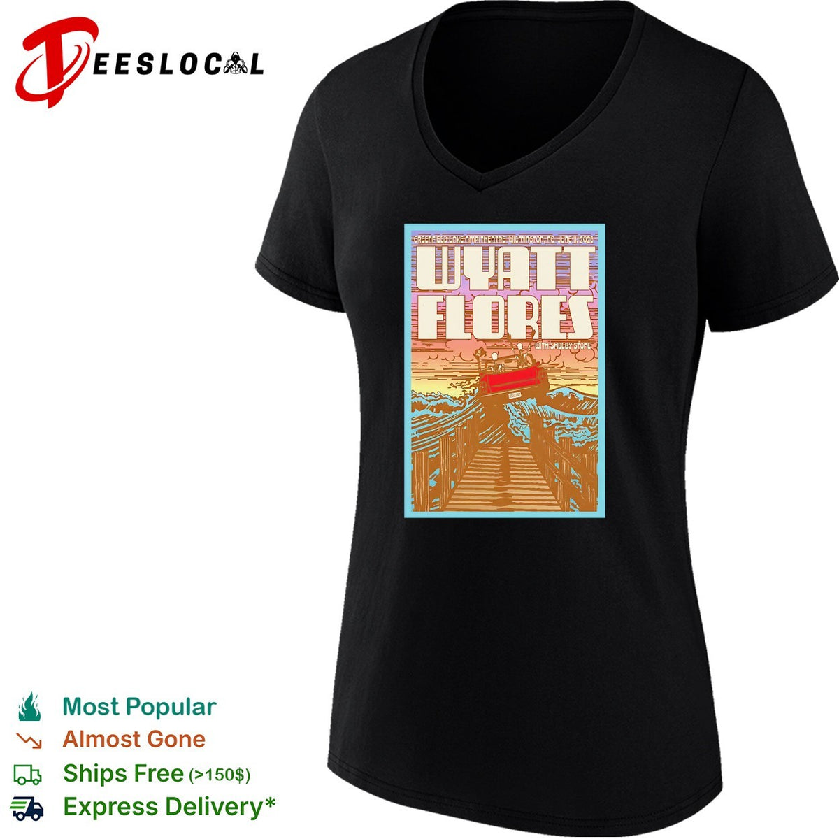 Wyatt Flores scenic bridge river concert poster art shirt