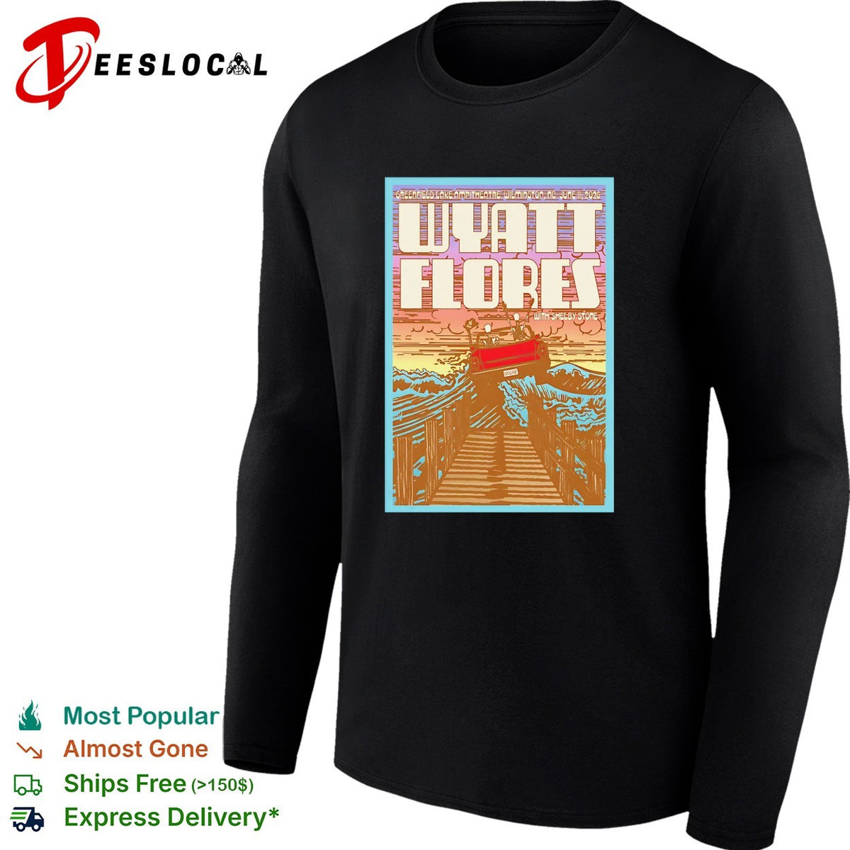 Wyatt Flores scenic bridge river concert poster art shirt