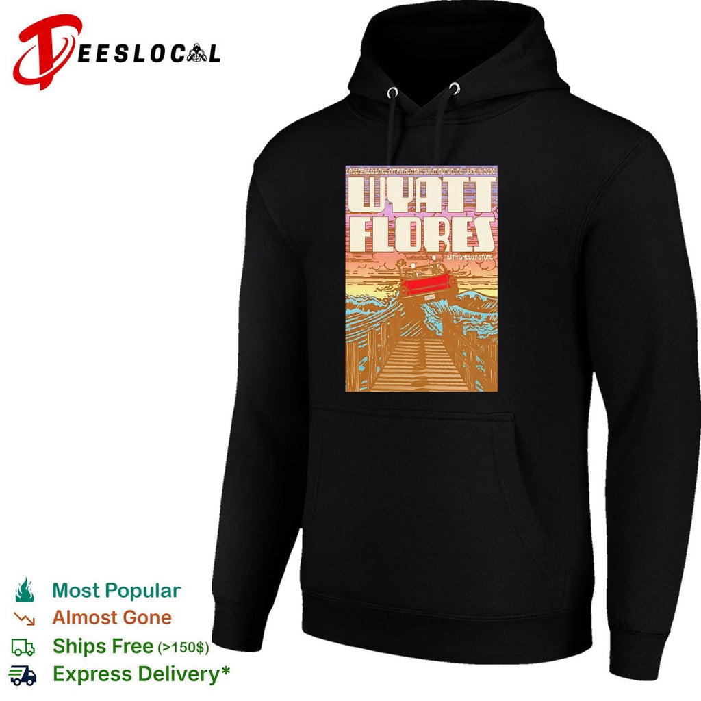 Wyatt Flores stormy sea boat dock concert poster art shirt