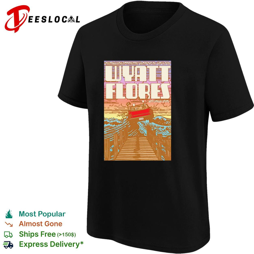 Wyatt Flores stormy sea boat dock concert poster art shirt