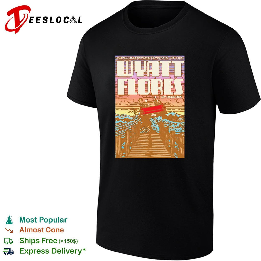Wyatt Flores stormy sea boat dock concert poster art shirt