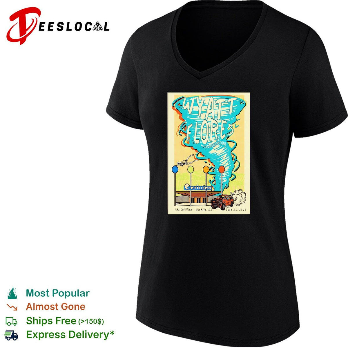 Wyatt Flores tornado concert poster The Cotillion Wichita Kansas shirt