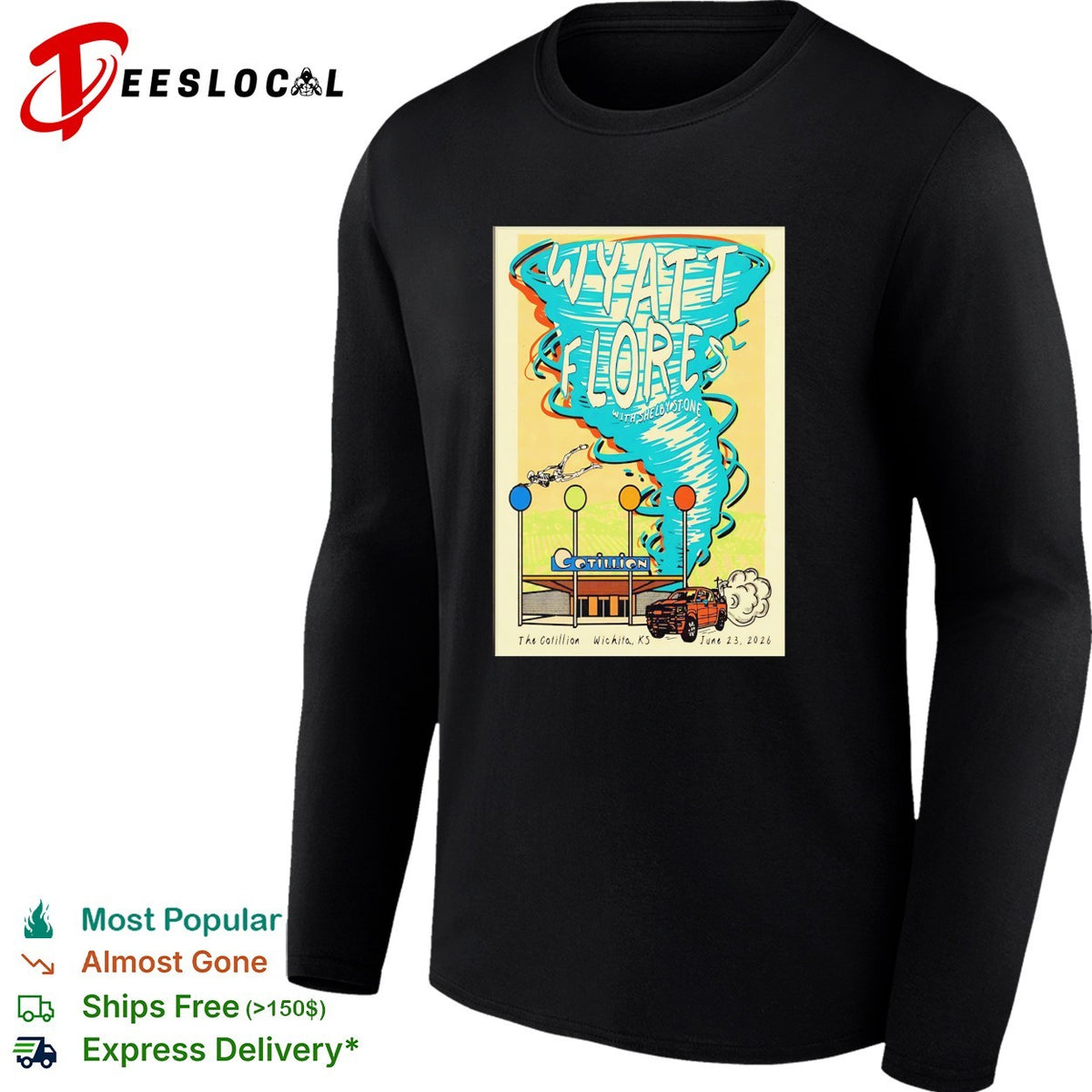 Wyatt Flores tornado concert poster The Cotillion Wichita Kansas shirt