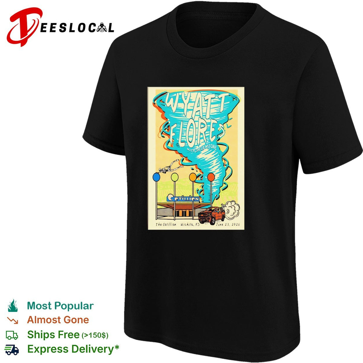 Wyatt Flores tornado concert poster The Cotillion Wichita Kansas shirt