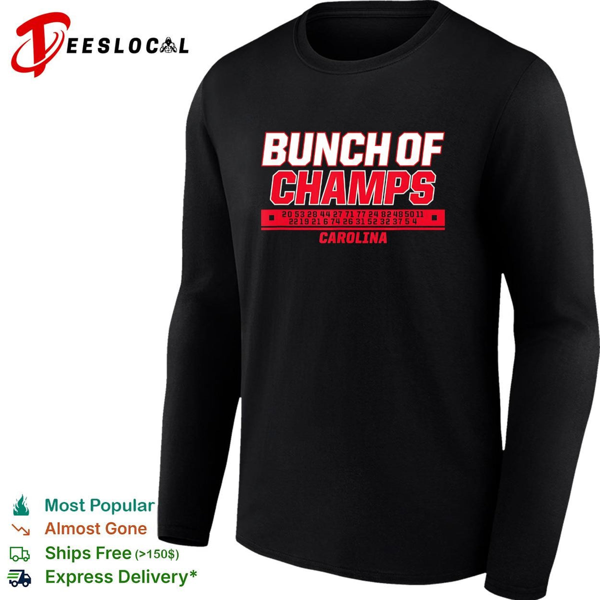 Bunch of champs roster numbers Carolina Hurricanes hockey graphic shirt