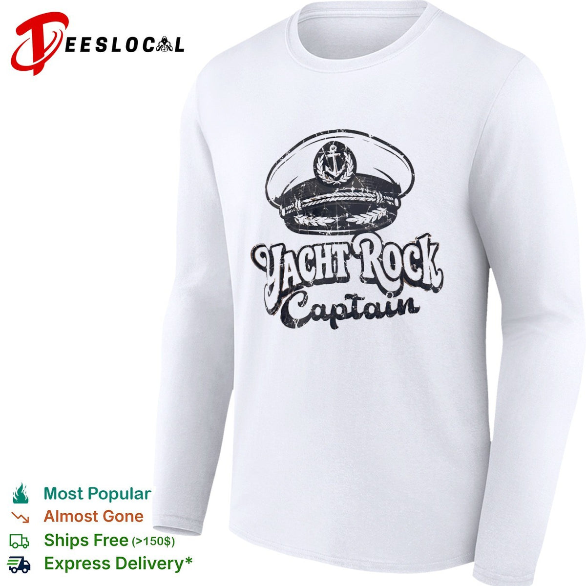 Yacht Rock Captain anchor hat emblem nautical music shirt