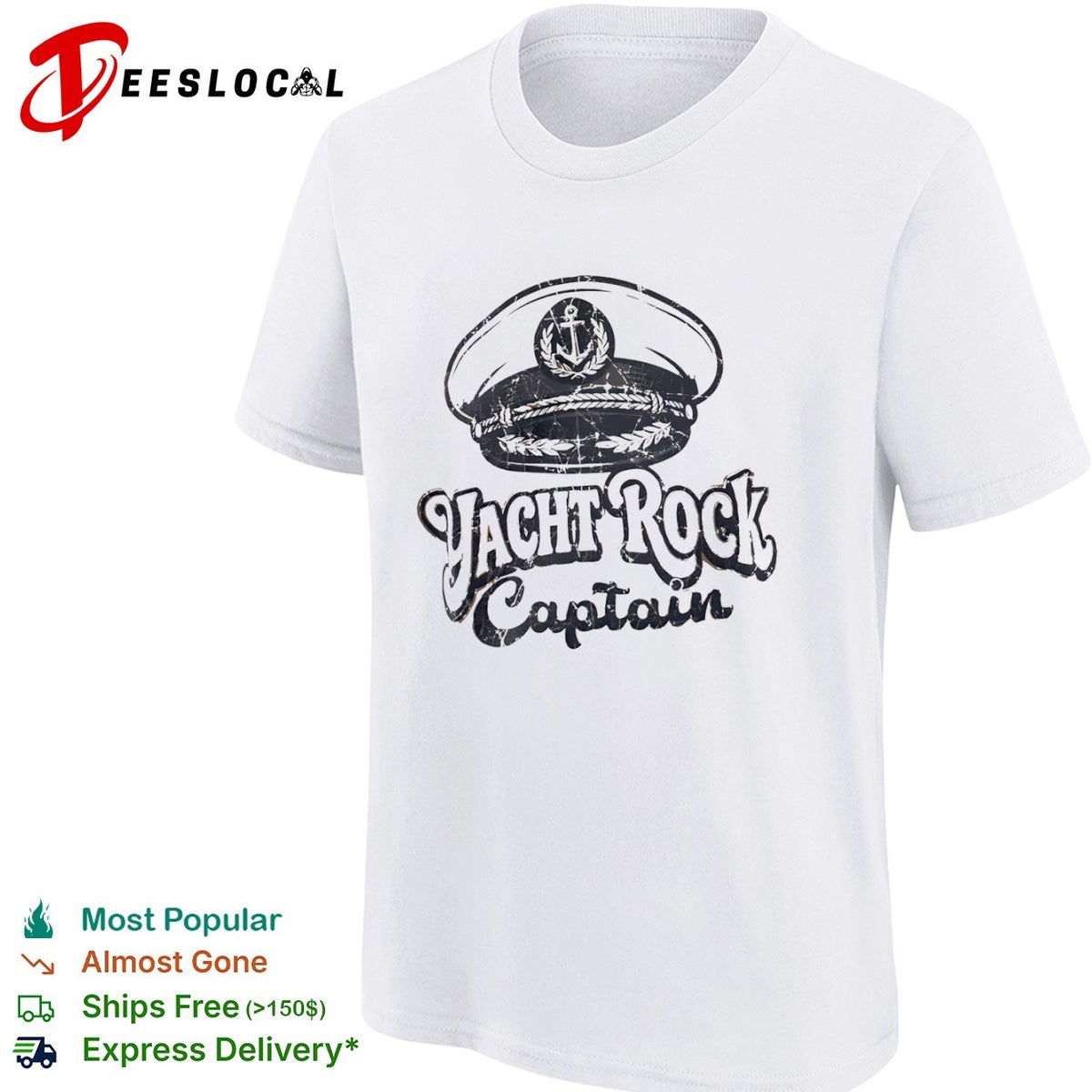 Yacht Rock Captain anchor hat emblem nautical music shirt