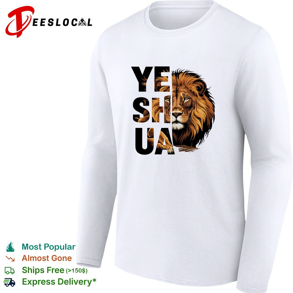 Yeshua lion face bold typography shirt