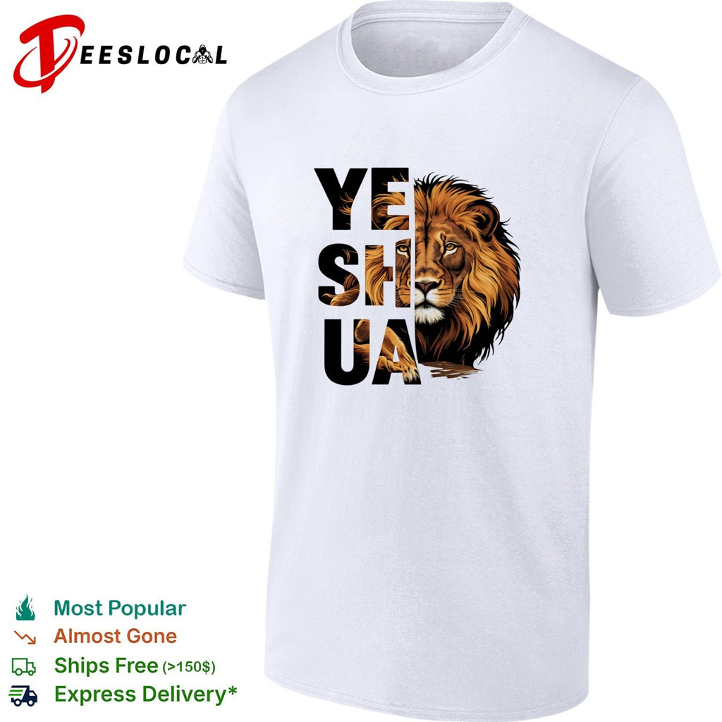 Yeshua lion face bold typography shirt