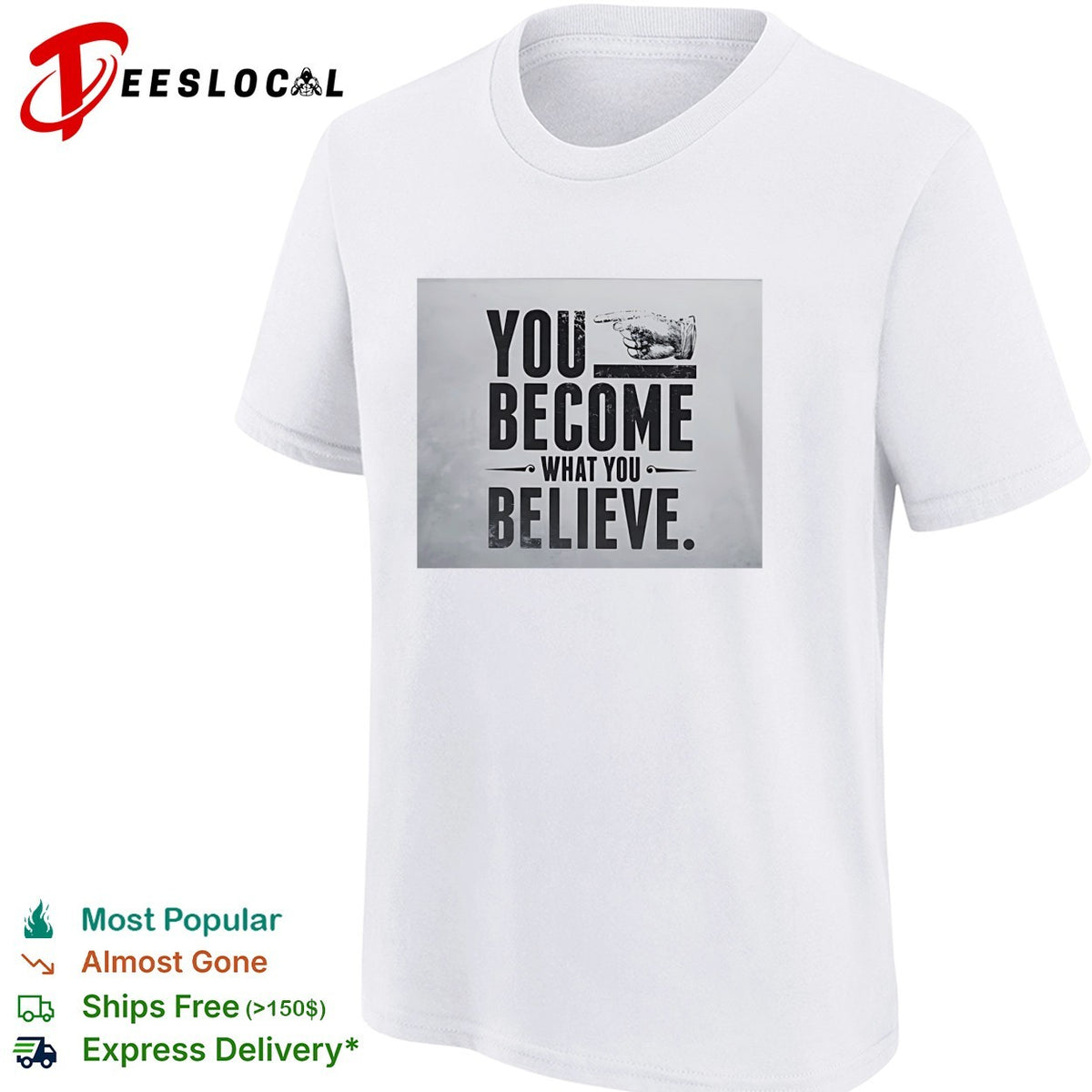You become what you believe pointing hand motivational quote inspiration shirt